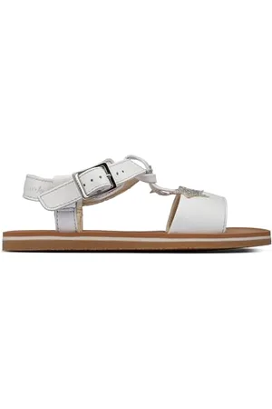 Clarks Finch Summer Kid Leather Sandals In White Standard Fit Size 13