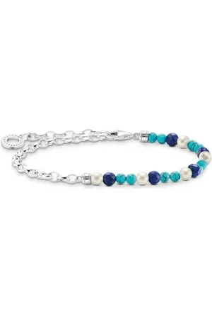 Thomas Sabo A2100-056-7 Charm Bracelet with Blue Beads and White Pearls in 925 Sterling Silver