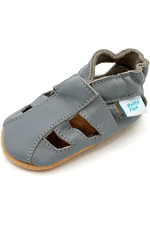 Dotty Fish Soft Leather Baby Shoes with Suede Soles. Toddler Sandals. Boys & Girls Sandals. 12-18 Months (5 UK Child)