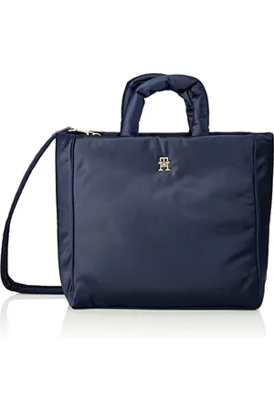 Tommy Hilfiger Women TH Flow Tote Solid Bag with Zip, Blue , One Size