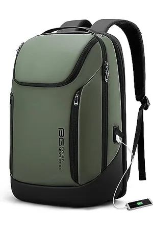 BANGE Business Smart Backpack Waterproof fit 15.6 Inch Laptop Backpack with USB Charging Port,Travel Durable Backpack (Green(three Pocket)