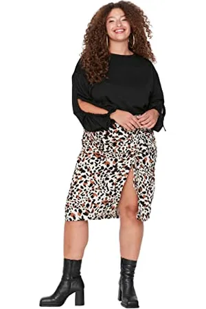 Trendyol Women Plus Size Midi Pencil Skirt Pencil Skirt Woven Plus Size Skirt
