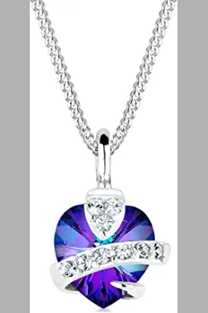Elli Necklace Crystal Heart Purple 925 Sterling Silver