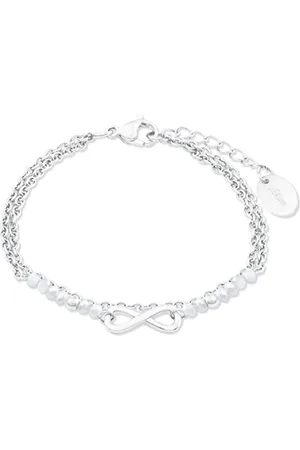 QS by s.Oliver Bracelet stainless steel woman bracelet, with glass, 16+4 cm, silver, Infinity, comes in jewelry gift box