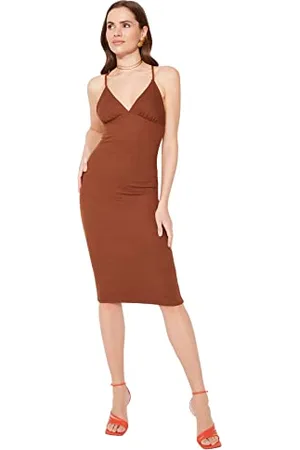 Trendyol FeMan Glam Midi Bodycon Fitted Knit Dress