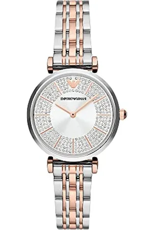 Emporio Armani Watch for Women, Two Hand Movement, 32 mm 2T Silver/Rose Stainless Steel Case with a Stainless Steel Strap, AR11537