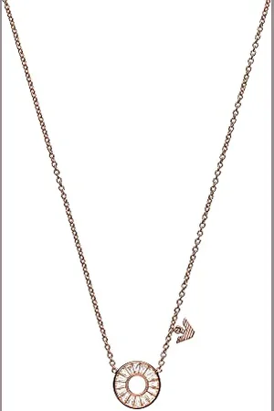 Emporio Armani Necklace for Women , Length: 420mm + 50mm, Size Round Pendant: 13x13x2mm Rose Gold Sterling Silver Necklace, EG3457221