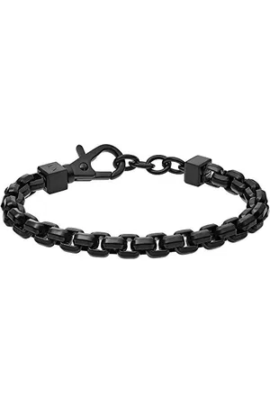 Armani Exchange Bracelet for Men , Inner length: 185-205mm / Size chain link: 8x8x4mm black Stainless Steel Bracelet, AXG0047001