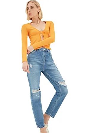 Trendyol Women High Waist Straight Leg Mom Jeans