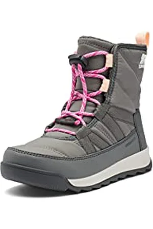 sorel KIDS WHITNEY II SHORT LACE WATERPROOF Unisex Kids Casual Winter Boots, Grey (Quarry x Grill) - Youth, 5 UK