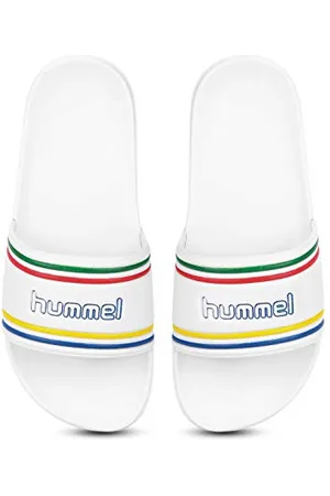 Hummel Unisex Pool Slide Retro Beach & Pool Shoes, White (White 9001), 6 UK