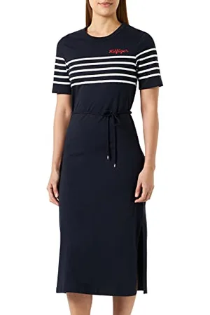 Tommy Hilfiger Women T-Shirt Dress Cotton, Multicolor (Breton Stripes Desert Sky/W White), M