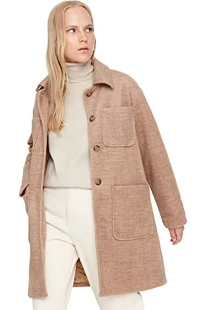 Trendyol Women Regular Double-breasted Shirt collar Woven Coat