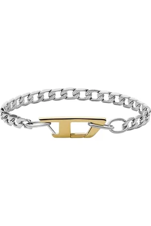 Diesel Bracelet for Men Steel, L: 180-195mm, W: 7mm Silver Stainless Steel Bracelet, DX1338040