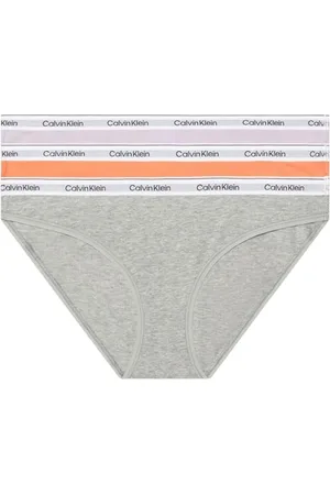Calvin Klein Women Bikini Shape Briefs Stretch Cotton Pack of 3, Multicolor (Cadmium Orng/Gry Htr/Lavender Blue), 3XL