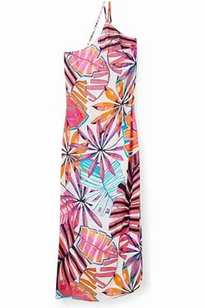Desigual Salinas Asymmetric Tropical Beach Maxi Dress 23SWMW06