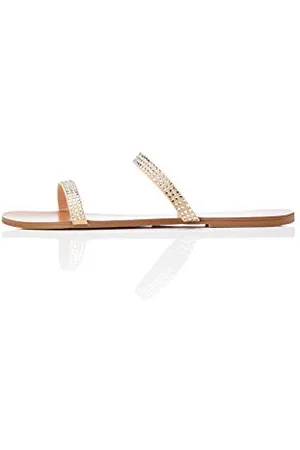 FIND FIND Two Band Sparkly, Women’s Open Toe Sandals, Brown (Sand Sand), 4 UK (37 EU)