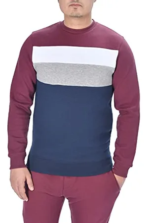 M17 Mens Classic Crew Neck Colour Block Stripe Sweater Sweatshirt Casual Pullover Long Sleeve Jumper Top (S, )