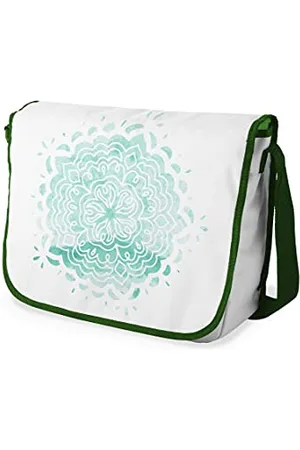 Bonamaison Digitally Printed Messenger School Bag with Khaki Strap for Students, Cross Body Bag, Courier Bag, Shoulder Bag for School, Back to School, Size: 29x36 cm