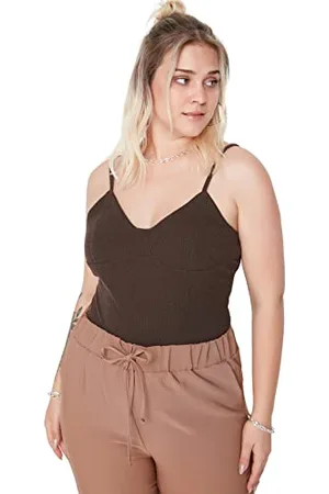 Trendyol Women Plus Size Fitted Bodycon Sweetheart Knit Plus Size Body