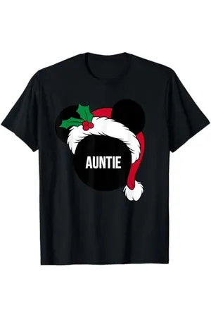 Disney Santa Hat Mickey Christmas Family Matching Auntie T-Shirt