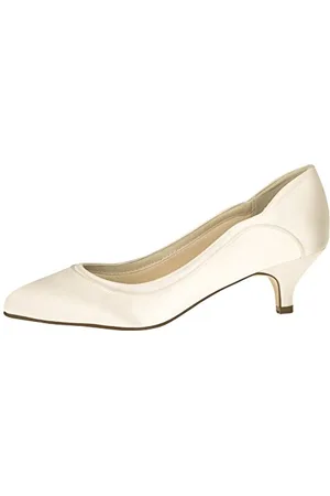 Rainbow Club Hollie - Classic Low Heel Satin Court Bridal Wedding Shoes with Curved Detailing, 10 UK