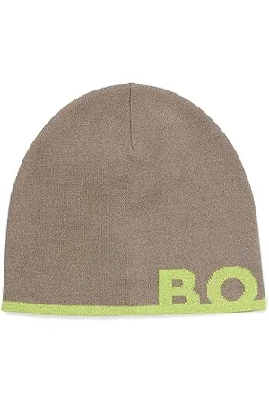 HUGO BOSS Mens Acro Beanie-X Beanie hat with logo in a wool blend