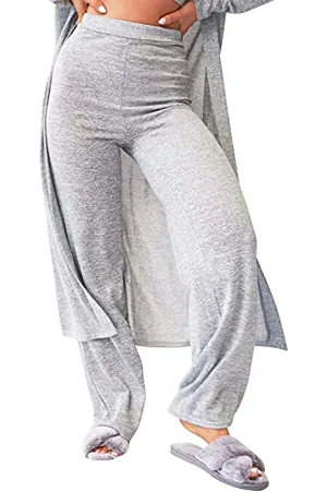 OHS Clothing Soft Jersey Comfortable Cosy Fleece High Waisted Womens Casual Trousers Loungewear Yoga Pants Flares, - Medium 10-12 UK