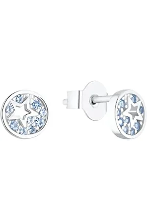 QS by s.Oliver Stud earrings 925 sterling silver girl children earrings, with cubic zirconia synth, 0.6 cm, silver, star, Comes in jewelry gift box, 2036457