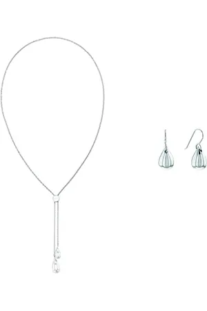 Calvin Klein Polished stainless steel necklace and earrings for women