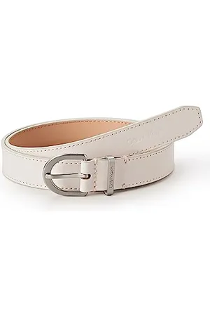 Calvin Klein Women Belt Leather, Off-White (Crystal Gray), 80