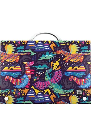 Grafoplas Bits&Bobs Pop Up Dragons School Bag with Handle and Snap Closure, Polypropylene, Folio Size, 24.5 x 34.5 x 4 cm