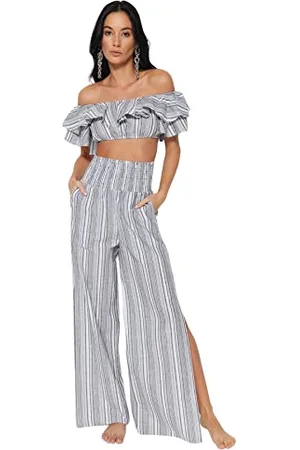Trendyol Women Striped Gipe Detailed Woven Two-Piece Set