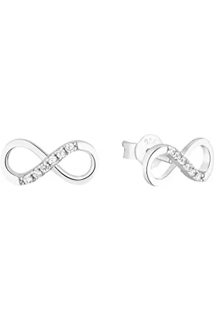 Amor Stud earrings 925 Sterling woman earrings, with zirconia synth, 0.6 cm, , Infinity, comes in jewelry gift box