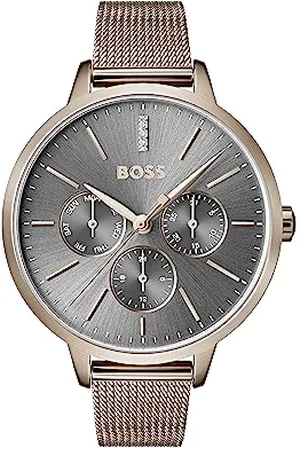 HUGO BOSS Analogue Multifunction Quartz Watch for Women SYMPHONY Collection with Stainless Steel or Leather Bracelet
