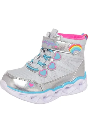 Skechers 302668L SMLT Sneaker, Silver Textile/Multi Trim, 2 UK
