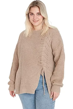 Trendyol Women Plus Size Relaxed fit Shift Crew Neck Knitwear Plus Size Jumper