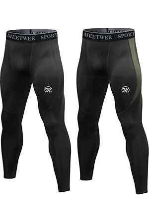 MEETWEE Mens Compression Leggings, Running Tights Cool Dry Base Layer Bottom Sports Pants for Workout Training Jogging