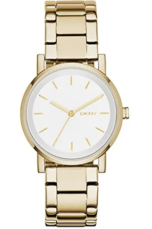 DKNY Watch for Women Soho, Three Hand movement, 34mm Gold Stainless Steel case with a Stainless Steel strap, NY2343