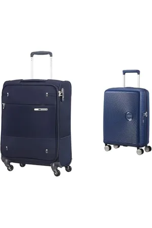 Samsonite Base Boost - Spinner S (Length: 40 cm) Hand Luggage, 55 cm, 39 litre, tsa lock, & American Tourister Soundbox Spinner Hand Luggage 55 cm, 41 L, Blue (Midnight Navy)