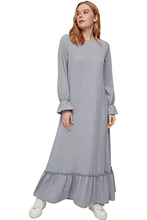 Trendyol Women Modest Maxi Ruffle Hem Regular Woven Modest Dresses