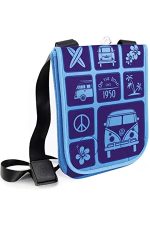 Brisa VW Collection Volkswagen Small Neoprene Shoulder Crossbody Culture Bag in Portrait Format in T1 Bus Campervan Design
