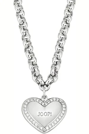 JOOP! Necklace with pendant 925 sterling ladies necklace, with cubic zirconia synth, 42+3 cm, , heart, Comes in jewelry gift box, 2024891