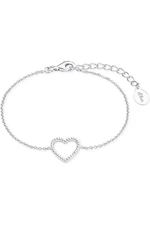 QS by s.Oliver Bracelet 925 Sterling woman bracelet, with zirconia synth., 16+3 cm, , heart, comes in jewelry gift box