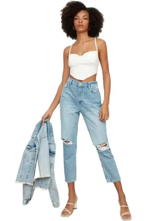 Trendyol Women High Waist Straight Leg Mom Jeans