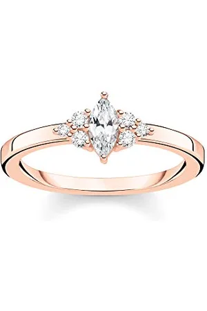 Thomas Sabo Ring vintage white stones plated silver TR2325-416-14-48