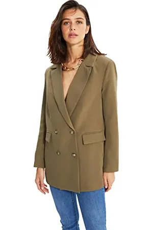 Trendyol Women Regular fit Double-Breasted Crew Neck Woven Jacket