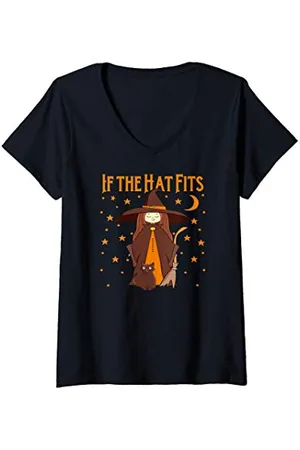 Cheeky Witch Womens If The Hat Fits Halloween Wiccan Pagan V-Neck T-Shirt