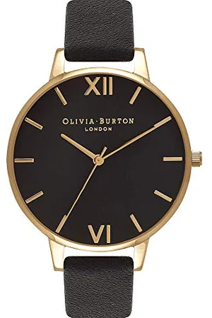 Olivia Burton Analogue Quartz Watch for Women with Black Leather Strap - OB15BD55
