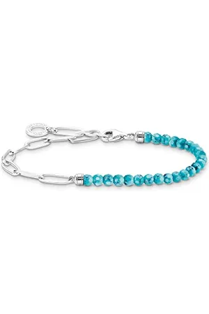 Thomas Sabo A2099-404-17 Charm Bracelet with Turquoise Beads in 925 Sterling Silver